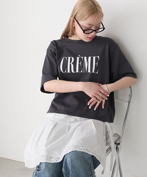 forksy.】レタリングロゴプリント 半袖Tシャツ forksy.│MONO