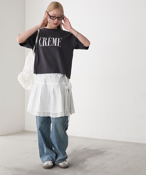 セール】【forksy.】レタリングロゴプリント 半袖Tシャツ（T