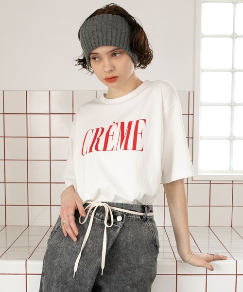 forksy.(フォルクシー)の「【forksy.】レタリングロゴプリント 半袖Tシャツ(Tシャツ/カットソー・レディース・ブラック/オフホワイト/サックスブルー/ピンク・FREE)」の5枚目の写真