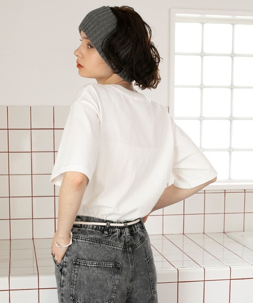 forksy.(フォルクシー)の「【forksy.】レタリングロゴプリント 半袖Tシャツ(Tシャツ/カットソー・レディース・ブラック/オフホワイト/サックスブルー/ピンク・FREE)」の6枚目の写真