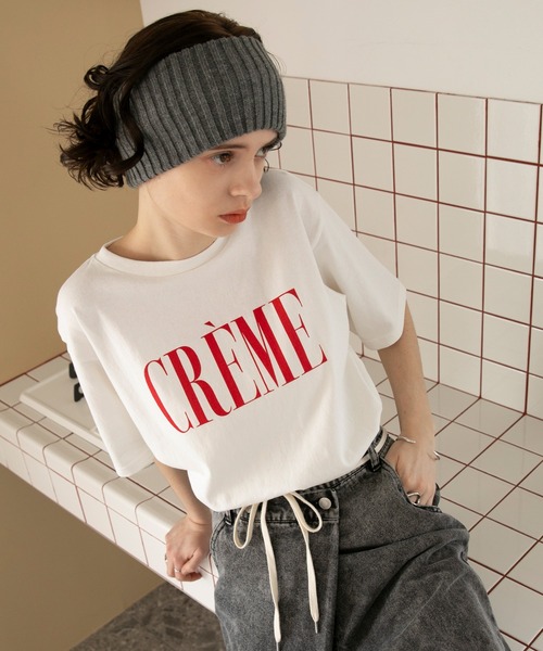 forksy.(フォルクシー)の「【forksy.】レタリングロゴプリント 半袖Tシャツ(Tシャツ/カットソー・レディース・ブラック/オフホワイト/サックスブルー/ピンク・FREE)」の7枚目の写真