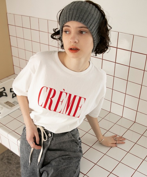 forksy.(フォルクシー)の「【forksy.】レタリングロゴプリント 半袖Tシャツ(Tシャツ/カットソー・レディース・ブラック/オフホワイト/サックスブルー/ピンク・FREE)」の8枚目の写真