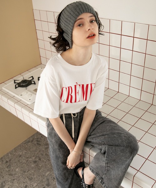 forksy.】レタリングロゴプリント 半袖Tシャツ forksy.│MONO