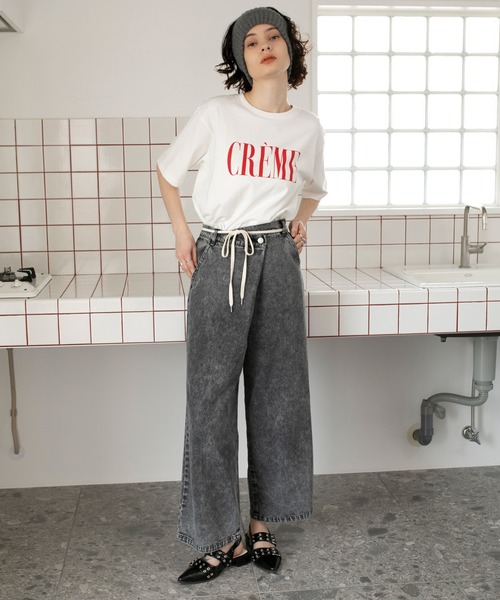 forksy.】レタリングロゴプリント 半袖Tシャツ forksy.│MONO