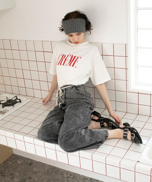 forksy.(フォルクシー)の「【forksy.】レタリングロゴプリント 半袖Tシャツ(Tシャツ/カットソー・レディース・ブラック/オフホワイト/サックスブルー/ピンク・FREE)」の14枚目の写真