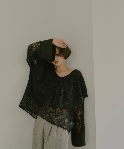 NOTREemor（ノートルエモア）の「mohair lace frill blouse（シャツ/ブラウス・レディース・ブラック・FREE）」の5枚目の写真