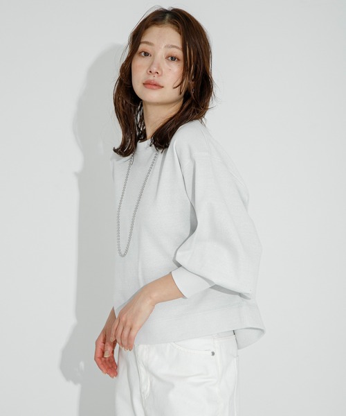 URBAN RESEARCH Sonny Label（アーバンリサーチサニーレーベル）の「ラメ裏毛パフスリーブプルオーバー（スウェット・レディース・ネイビー/オフホワイト/グレー・FREE）」の8枚目の写真