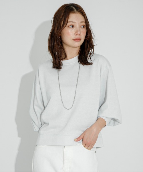 URBAN RESEARCH Sonny Label（アーバンリサーチサニーレーベル）の「ラメ裏毛パフスリーブプルオーバー（スウェット・レディース・ネイビー/オフホワイト/グレー・FREE）」の4枚目の写真