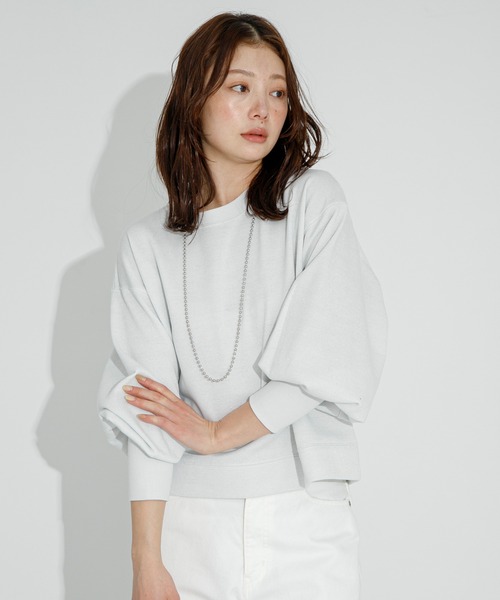 URBAN RESEARCH Sonny Label（アーバンリサーチサニーレーベル）の「ラメ裏毛パフスリーブプルオーバー（スウェット・レディース・ネイビー/オフホワイト/グレー・FREE）」の7枚目の写真