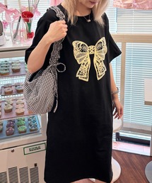 Teem Store（チームストア）の「リボンプリントカットオーバーサイズワンピ（ワンピース・レディース）」
