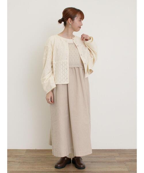 Samansa Mos2（サマンサ モスモス）の「レースパッチワークジャケット（ノーカラージャケット・レディース・キナリ/オフホワイト/ブラック・F）」の12枚目の写真