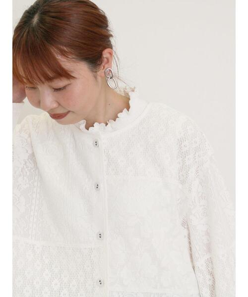 Samansa Mos2（サマンサ モスモス）の「レースパッチワークジャケット（ノーカラージャケット・レディース・キナリ/オフホワイト/ブラック・F）」の15枚目の写真