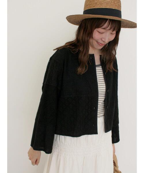 Samansa Mos2（サマンサ モスモス）の「レースパッチワークジャケット（ノーカラージャケット・レディース・キナリ/オフホワイト/ブラック・F）」の21枚目の写真