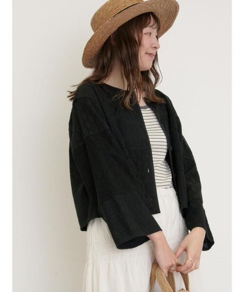 Samansa Mos2（サマンサ モスモス）の「レースパッチワークジャケット（ノーカラージャケット・レディース・キナリ/オフホワイト/ブラック・F）」の22枚目の写真