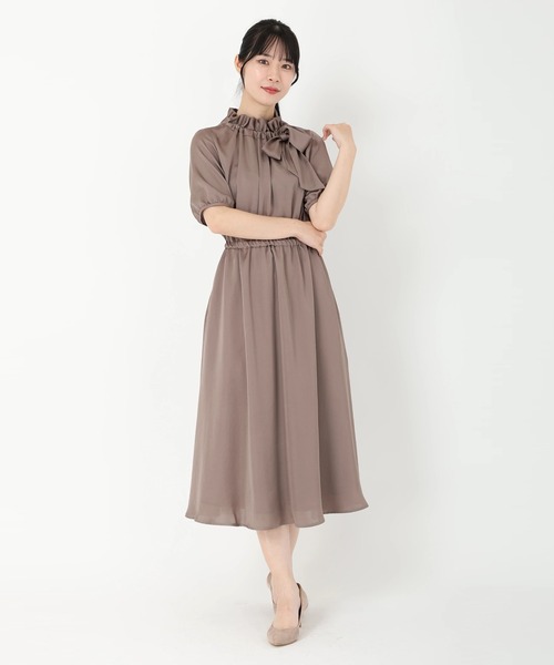 STRAWBERRY-FIELDS（ストロベリーフィールズ）の「フリルボウタイワンピース（ワンピース・レディース・グレー系その他/ネイビー/ブルー系その他/ライトピンク/モーブ系・2）」の4枚目の写真