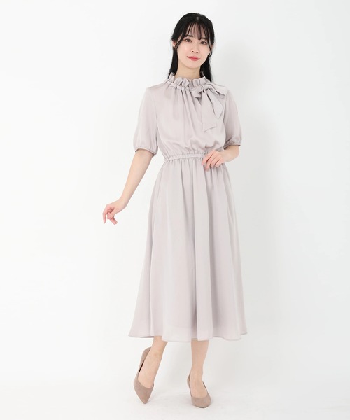 STRAWBERRY-FIELDS（ストロベリーフィールズ）の「フリルボウタイワンピース（ワンピース・レディース・グレー系その他/ネイビー/ブルー系その他/ライトピンク/モーブ系・2）」の2枚目の写真