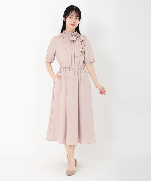 STRAWBERRY-FIELDS（ストロベリーフィールズ）の「フリルボウタイワンピース（ワンピース・レディース・グレー系その他/ネイビー/ブルー系その他/ライトピンク/モーブ系・2）」の5枚目の写真