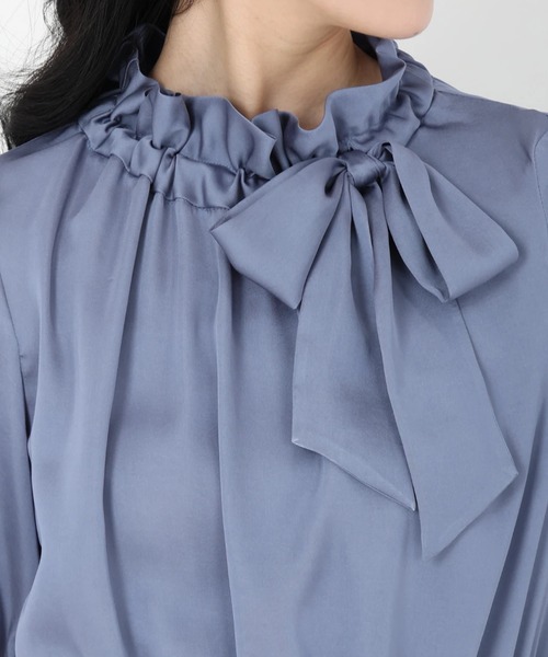 STRAWBERRY-FIELDS（ストロベリーフィールズ）の「フリルボウタイワンピース（ワンピース・レディース・グレー系その他/ネイビー/ブルー系その他/ライトピンク/モーブ系・2）」の11枚目の写真