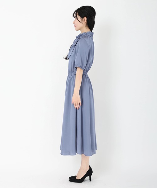 STRAWBERRY-FIELDS（ストロベリーフィールズ）の「フリルボウタイワンピース（ワンピース・レディース・グレー系その他/ネイビー/ブルー系その他/ライトピンク/モーブ系・2）」の9枚目の写真