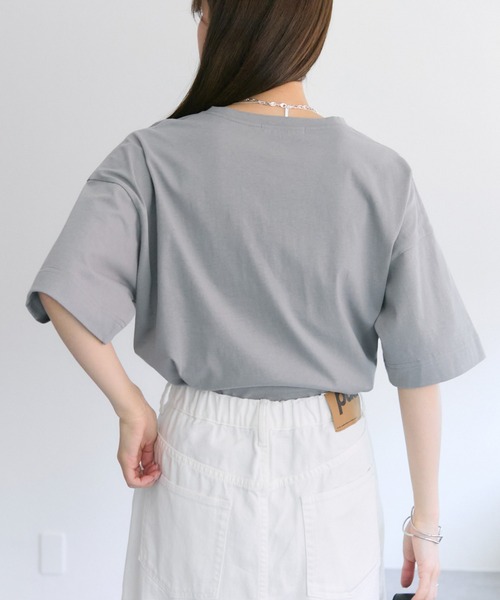 PUAL CE CIN(ピュアルセシン)の「【汗シミ防止素材】シンプルロゴTシャツ(Tシャツ/カットソー・レディース・スミクロ/オフホワイト/グレー・FREE)」の20枚目の写真