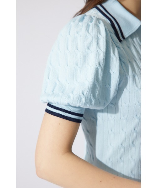 セール】ポロデザインニットワンピース 半袖 夏服 サマーニット