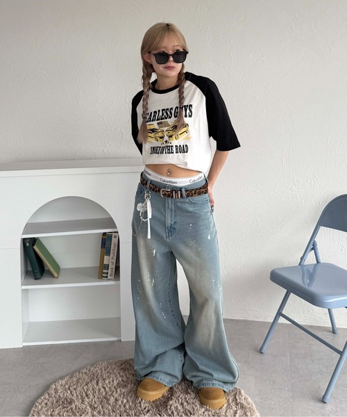 sedacle(セダクル)の「カープリントラグランT(Tシャツ/カットソー・レディース・レッド/ブラック/ブラウン・MEDIUM/SMALL/LARGE)」の9枚目の写真