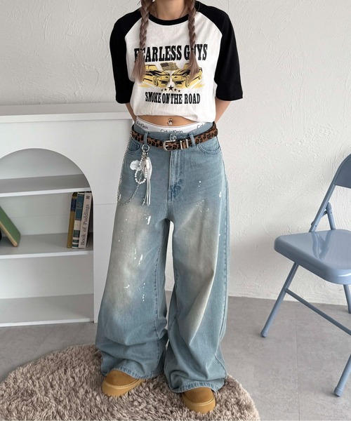 sedacle(セダクル)の「カープリントラグランT(Tシャツ/カットソー・レディース・レッド/ブラック/ブラウン・MEDIUM/SMALL/LARGE)」の8枚目の写真