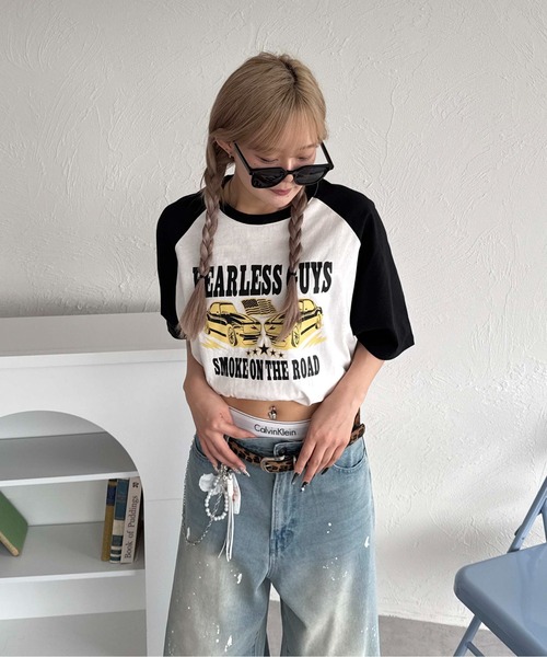 sedacle(セダクル)の「カープリントラグランT(Tシャツ/カットソー・レディース・レッド/ブラック/ブラウン・MEDIUM/SMALL/LARGE)」の5枚目の写真