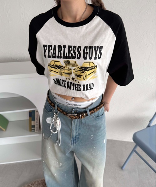 sedacle(セダクル)の「カープリントラグランT(Tシャツ/カットソー・レディース・レッド/ブラック/ブラウン・MEDIUM/SMALL/LARGE)」の4枚目の写真