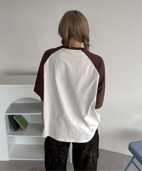 sedacle(セダクル)の「カープリントラグランT(Tシャツ/カットソー・レディース・レッド/ブラック/ブラウン・MEDIUM/SMALL/LARGE)」の14枚目の写真