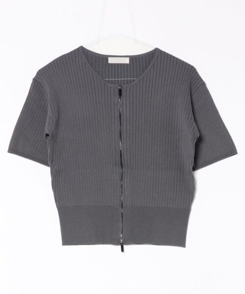 12Twelve Agenda(トゥエルブ アジェンダ)の「ダブルZIPワイドリブ5分袖ニットプルオーバー(ニット/セーター・レディース・オフホワイト/チャコールグレー/ブルー・M)」の2枚目の写真