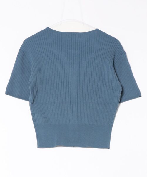 12Twelve Agenda(トゥエルブ アジェンダ)の「ダブルZIPワイドリブ5分袖ニットプルオーバー(ニット/セーター・レディース・オフホワイト/チャコールグレー/ブルー・M)」の9枚目の写真