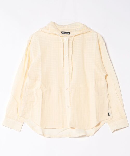 Eddie Bauer（エディーバウアー）の「プレイド シアーフーディシャツ（シャツ/ブラウス・レディース・ライトベージュ/サックスブルー/ブラック・XL/L/M/S）」の17枚目の写真