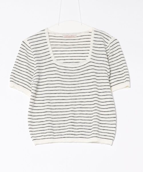 BANICO(バニコ)の「ボーダー柄半袖ニットトップス (SS)(Tシャツ/カットソー・レディース・ブルー/ホワイト/グリーン/イエロー・FREE)」の21枚目の写真