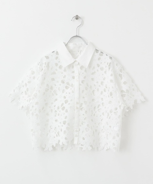 SENSE OF PLACE by URBAN RESEARCH（センスオブプレイスバイアーバンリサーチ）の「レースクロップドシャツ(半袖)（シャツ/ブラウス・レディース・オフホワイト/ブラック・ONE）」の9枚目の写真