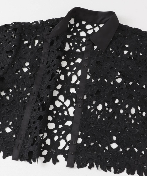 SENSE OF PLACE by URBAN RESEARCH（センスオブプレイスバイアーバンリサーチ）の「レースクロップドシャツ(半袖)（シャツ/ブラウス・レディース・オフホワイト/ブラック・ONE）」の12枚目の写真