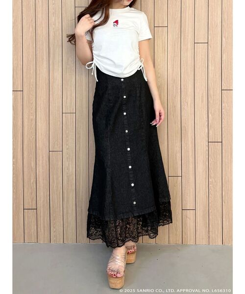 MERCURYDUO（マーキュリーデュオ）の「【メロクロコラボ】マイメロディワンポイント刺繍クロップドTシャツ（Tシャツ/カットソー・レディース・オフホワイト・FREE）」の11枚目の写真