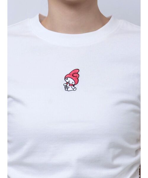 MERCURYDUO（マーキュリーデュオ）の「【メロクロコラボ】マイメロディワンポイント刺繍クロップドTシャツ（Tシャツ/カットソー・レディース・オフホワイト・FREE）」の8枚目の写真