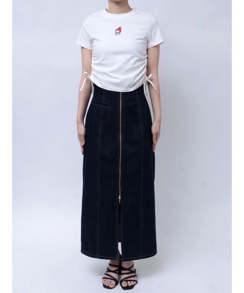 MERCURYDUO（マーキュリーデュオ）の「【メロクロコラボ】マイメロディワンポイント刺繍クロップドTシャツ（Tシャツ/カットソー・レディース・オフホワイト・FREE）」の5枚目の写真