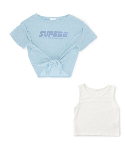 algy（アルジー）の「シアー半袖T&タンクセット（Tシャツ/カットソー・キッズ・オフホワイト/ブラック/サックスブルー・SMALL/MEDIUM/X-SMALL/XX-SMALL）」の3枚目の写真