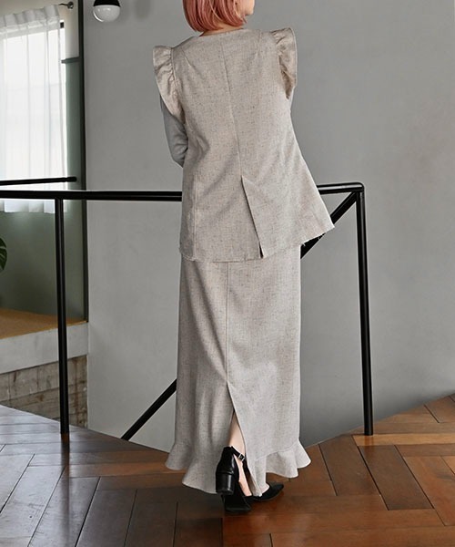 WILLFULLY（ウィルフリー）の「hem frill pencil nep SK（スカート・レディース・ブラック/ベージュ系その他/タン・FREE）」の16枚目の写真