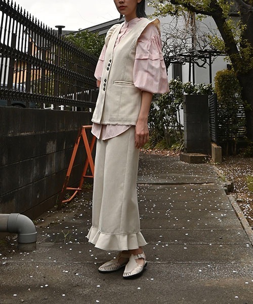 WILLFULLY（ウィルフリー）の「hem frill pencil nep SK（スカート・レディース・ブラック/ベージュ系その他/タン・FREE）」の19枚目の写真