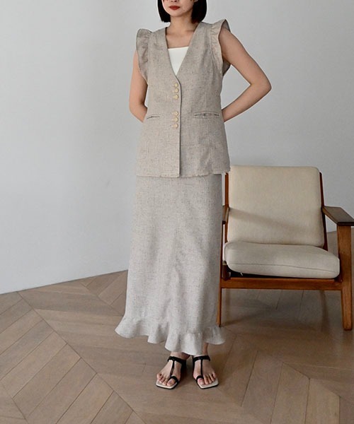 WILLFULLY（ウィルフリー）の「hem frill pencil nep SK（スカート・レディース・ブラック/ベージュ系その他/タン・FREE）」の17枚目の写真