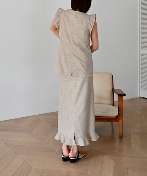 WILLFULLY（ウィルフリー）の「hem frill pencil nep SK（スカート・レディース・ブラック/ベージュ系その他/タン・FREE）」の18枚目の写真