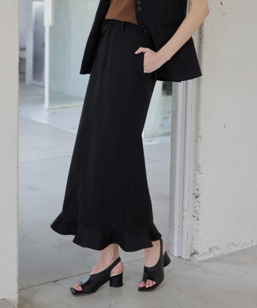 WILLFULLY（ウィルフリー）の「hem frill pencil nep SK（スカート・レディース・ブラック/ベージュ系その他/タン・FREE）」の13枚目の写真