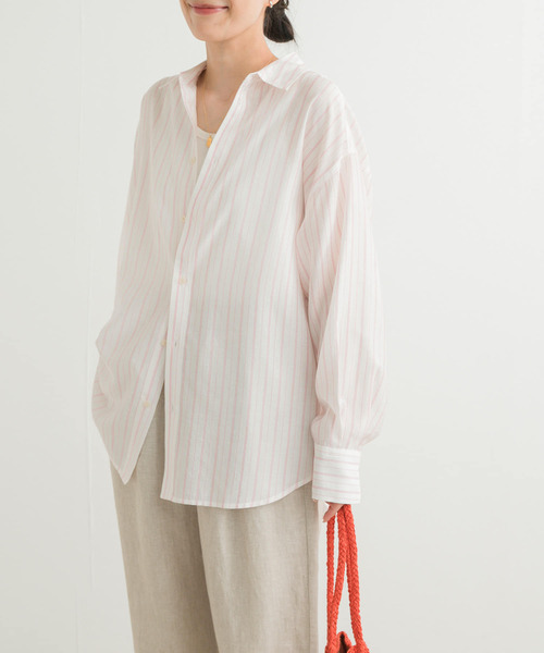 URBAN RESEARCH DOORS(アーバンリサーチドアーズ)の「カラーストライプルーズシャツ(シャツ/ブラウス・レディース・ホワイト系その他/グレー系その他・MEDIUM)」の4枚目の写真