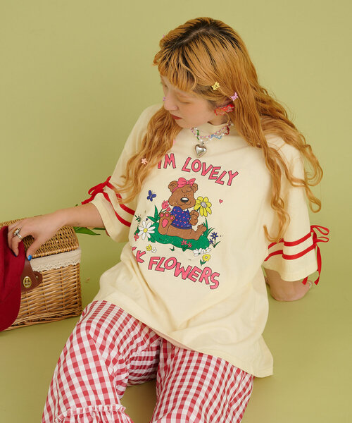 w closet ヴィンテージライクくまちゃんBIGTee あみこ企画】ヴィンテージライクくまちゃんBIGTee（Tシャツ