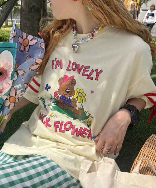 w closet ヴィンテージライクくまちゃんBIGTee あみこ企画】ヴィンテージライクくまちゃんBIGTee（Tシャツ