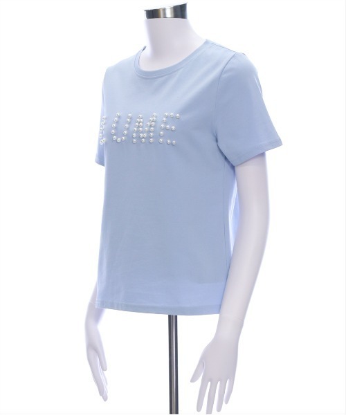 CLEAR BASIC（クリアベーシック）の「パールロゴTシャツ[着回し力抜群 ガーリー]（Tシャツ/カットソー・レディース・イエロー/サックスブルー/ブラック/オフホワイト・F）」の8枚目の写真