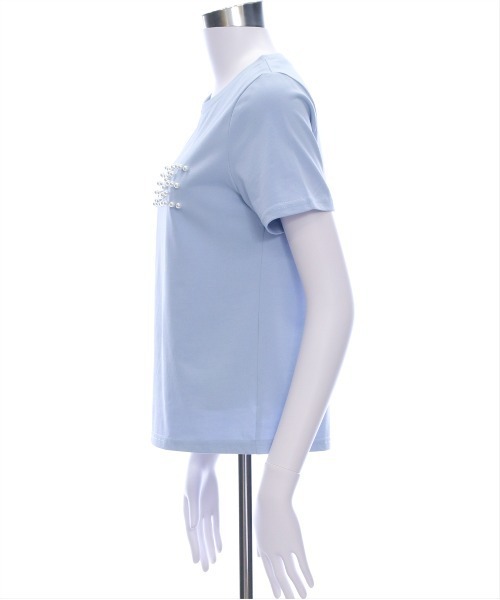 CLEAR BASIC（クリアベーシック）の「パールロゴTシャツ[着回し力抜群 ガーリー]（Tシャツ/カットソー・レディース・イエロー/サックスブルー/ブラック/オフホワイト・F）」の9枚目の写真